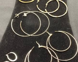 Six Pairs Silver Toned Hoop Pierced Earrings