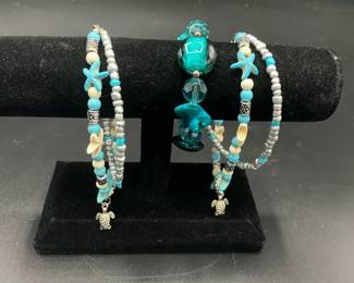 Teal Turtle Anklet 
