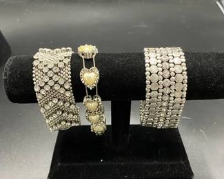 Chunky Silver And Pearl Bracelets