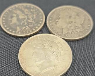 1879S Morgan Silver Dollar 1900O Morgan Silver Dollar 1923 Peace Dollar