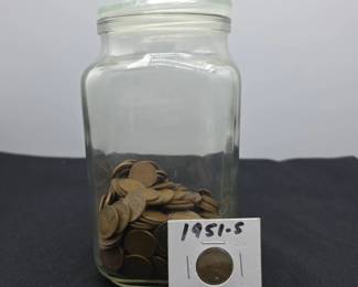 Jar Of Lincoln Wheat Pennies 1951S Wheat Penny With Holder