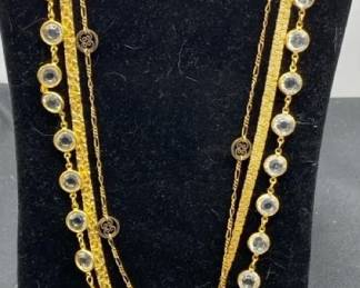 Three Long Gold Colored Necklaces Charm Pendant