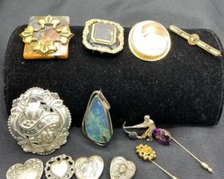 Jan Michaels Brooch Cameo Brooch Sterling Silver Brooch Sterling Sajen Opal Brooch