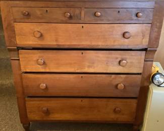  Beautiful antique five drawer dresser.  Measures 43” w x 21” d x 48” h