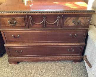 Antique Hope chest.  Measures 40” w x 19” d x 32” h. Open on top and has one drawer at bottom.  All cedar lined