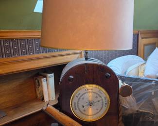 Vintage Pulley and Pistol Table Lamp