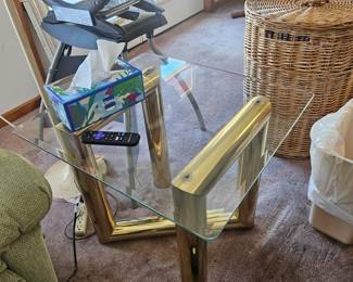brass n glass side table