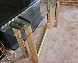 brass n glas sofa table. RETRO