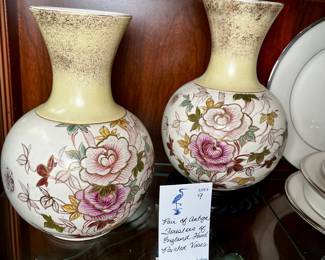 Pair of antique Foresters of England hand painted vases