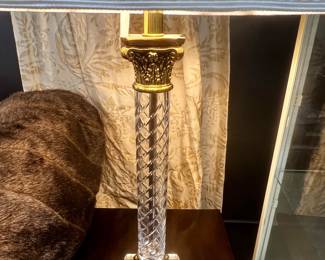 Cut glass Corinthian column table lamp approx. 36” H 
