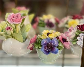 Collection of Crown Staffordshire porcelain floral collectibles