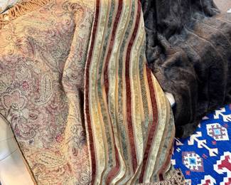 Custom-made double-sided throw with fringe, faux for throw by Frontgate 
