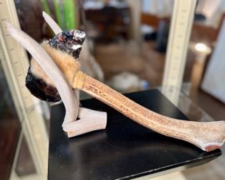 Handmade primitive style display axe  with custom stand