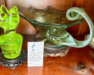 Kosta Boda Art glass tulip and hand blown MCM cornucopia 
