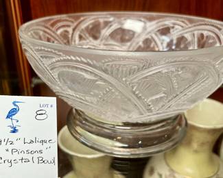 9.5” Lalique “Pinsons” cut crystal bowl