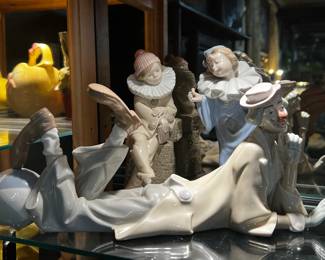 Lladro porcelain clown figurines