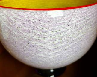 Footed art glass bowl
