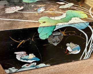 Hand-painted Chinoiserie style chest/trunk