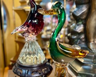 Pair of vintage Murano glass ducks 