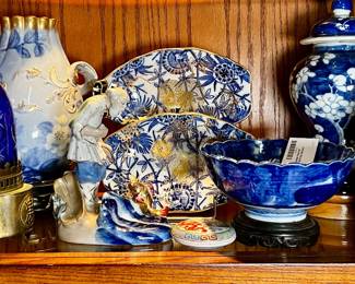 Vintage blue and white porcelain, blue and white accessories