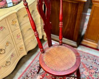 Antique high back  wooden piano stool
