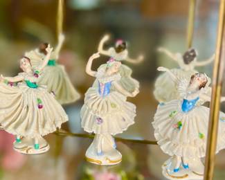 Antique Dresden lace porcelain ballerina figurines
