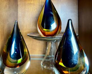 Vintage art glass teardrops