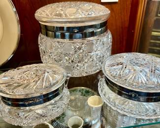 Antique brilliant. Cut glass dresser jars.