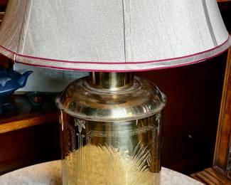 Etched brass lamp