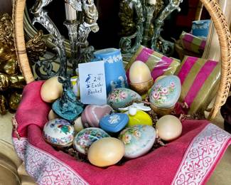 Basket of Easter decor and more 