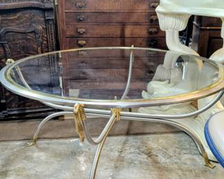 Brass and Chrome Deco Revival Coffee Table