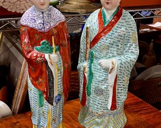 Pair of antique Rose famille figurines