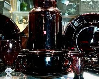 Amethyst glass dish set