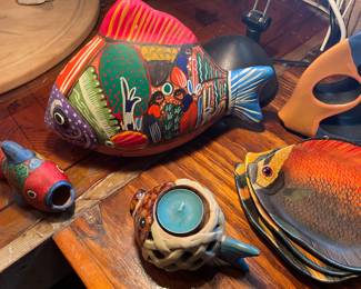 ceeramic and wooden fish