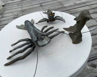 outdoor art --- lobster and dolphin