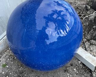19" diameter blue glaze ball for garden decoration