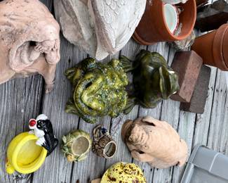 outdoor art -- ceramic and clay animals