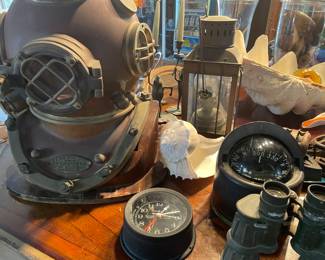 compass & huge diving helmet (about 22" high)