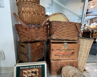 vintage baskets and crates