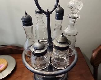 Antique Victorian quadruple silver plated cruet set