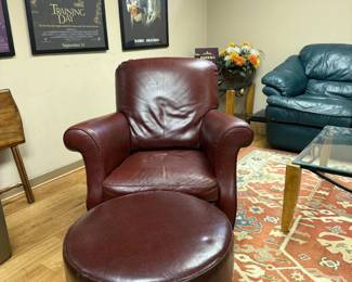Brown Natuzzi Italian Leather Chair/ottoman
