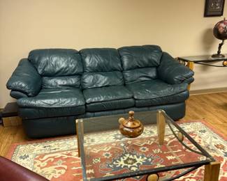 Emerald Green Leather Couch
