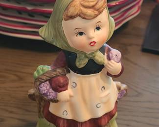 Vintage Ceramic Figurines of Children with Dog and Basket