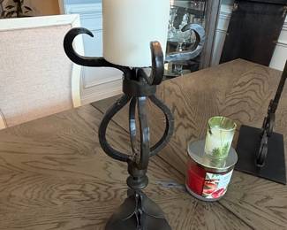 Hand-Forged Wrought Iron Pillar Candle Holder