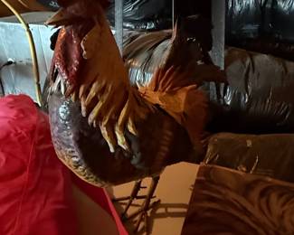 Vintage Recycled Metal Rooster Sculpture