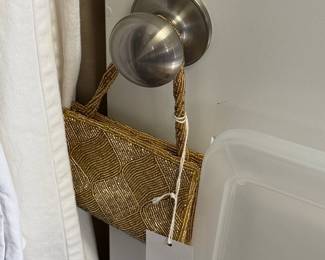 Vintage Gold Beaded Evening Clutch Purse