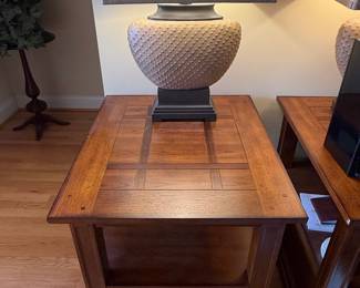 Solid Oak Mission Style End Table with Drawer