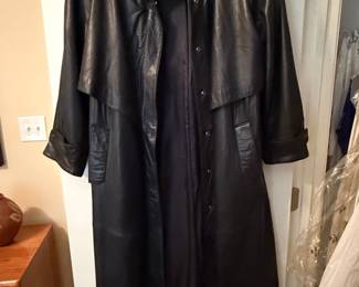 Ambience Women's Black Leather Trench Coat
