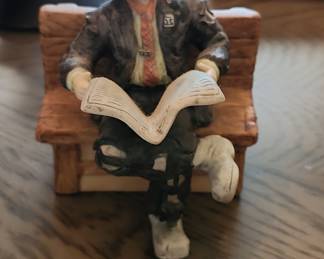 Emmett Kelly Jr. Porcelain Figurine of a Clown Reading a Newspaper on a Bench
