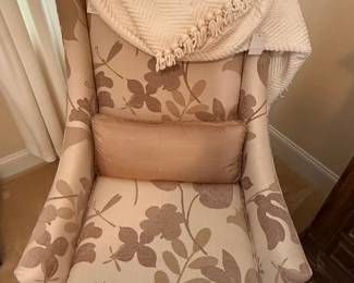 Wingback Armchair with Floral Upholstery